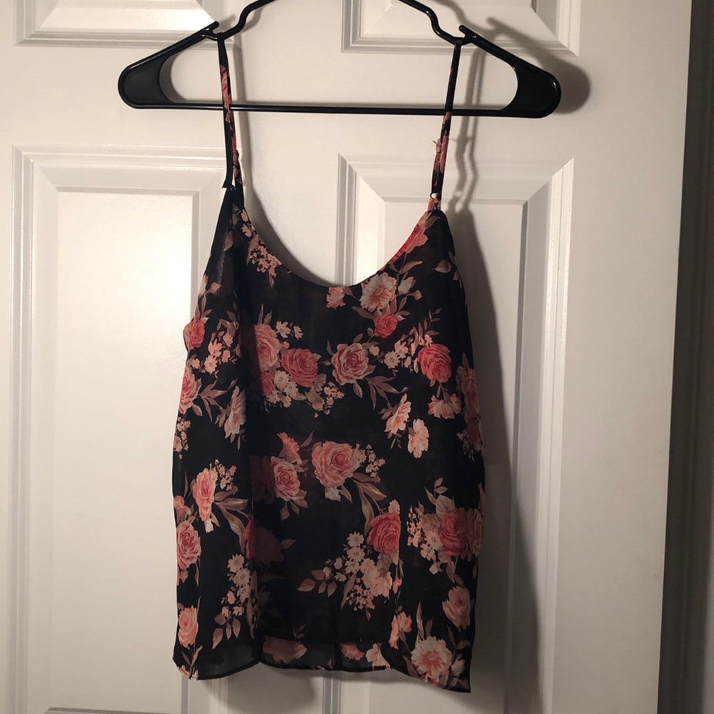 Sheer floral tank top